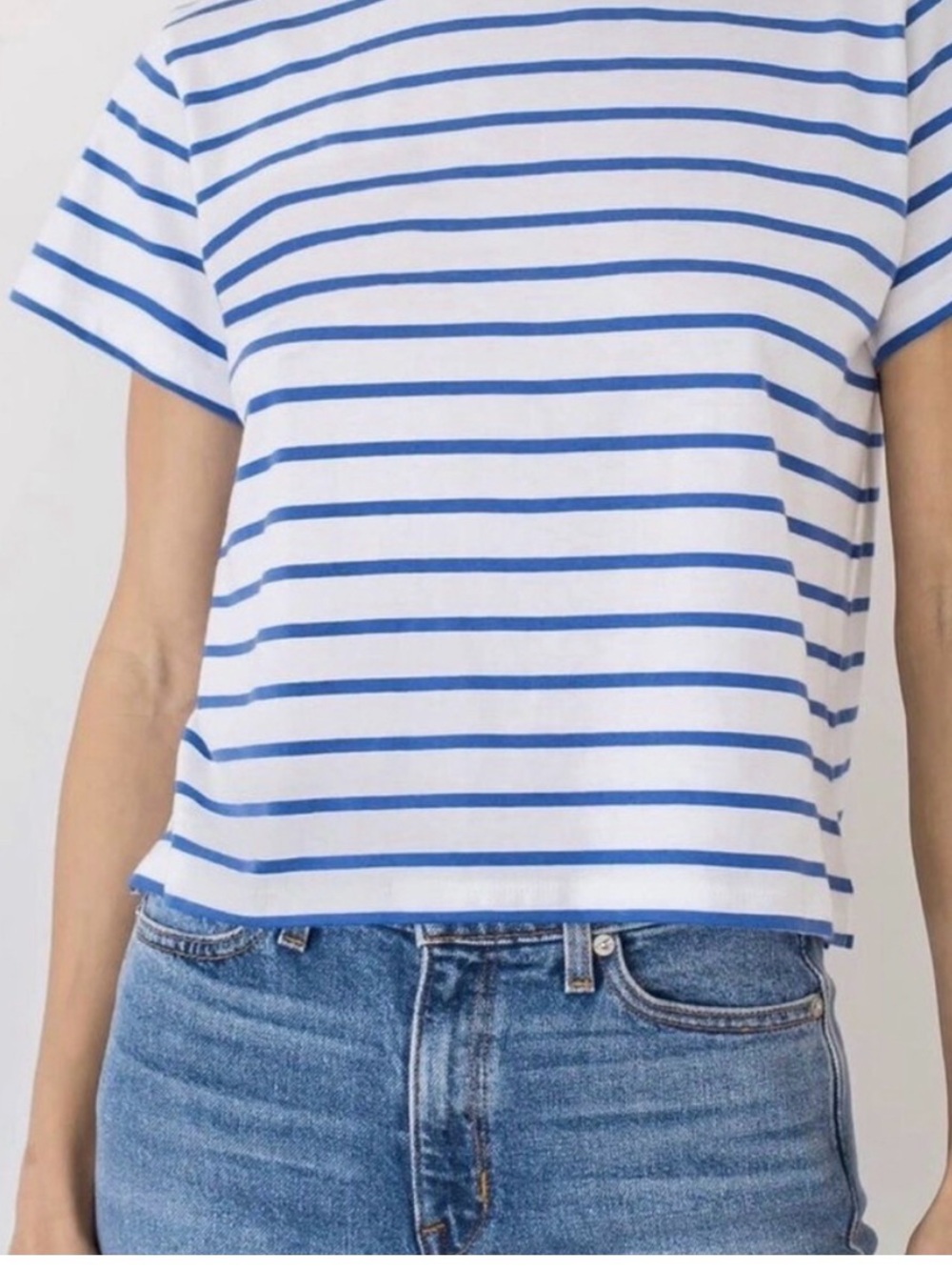 AYR Women’s Sno Cone Blue & White Striped Crewneck Tee size L - Picture 2 of 9
